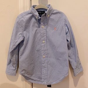 Polo by Ralph Lauren Toddler Boy Blue Gingham Button Down Shirt w/Pink Horse 3T